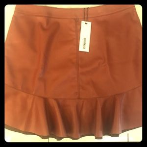 Leather rust  mini skirt